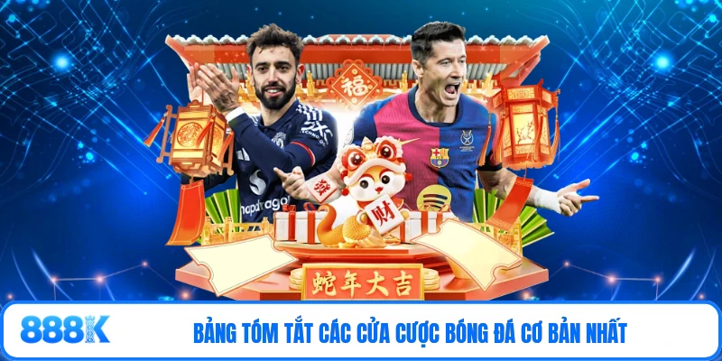 Bảng tóm tắt các cửa cược bóng đá cơ bản nhất